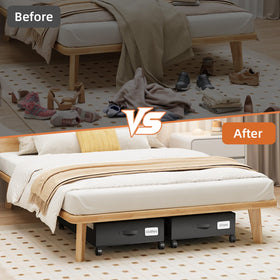 Somdot under-bed storage closet-use-ready fits easily in tight spaces.