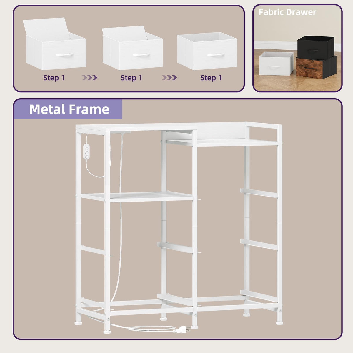 Somdot nightstand adjustable feet protect floors and ensure level setup.