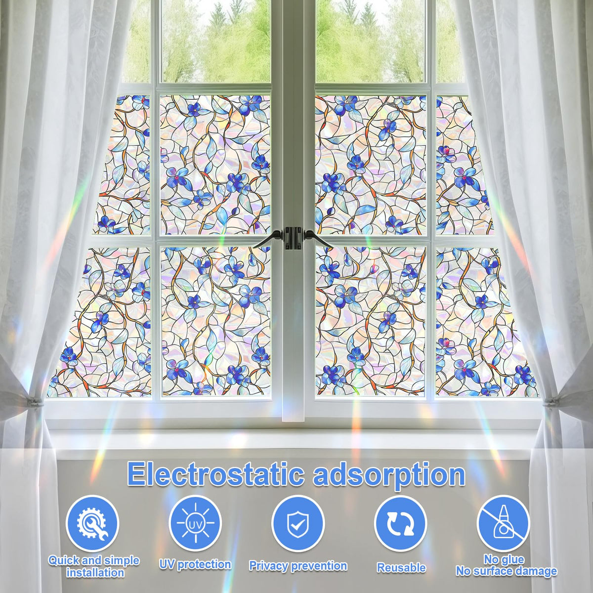 Somwise 3D holographic rainbow effect film creates shimmering reflections.