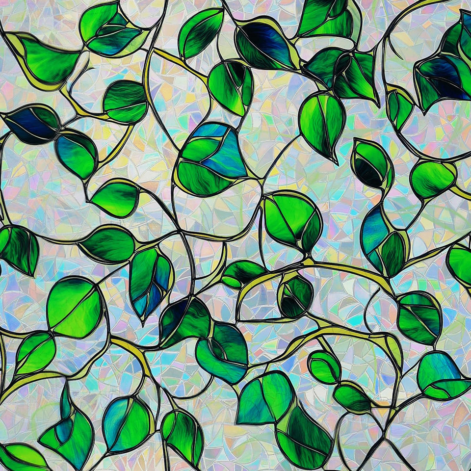 Somwise Rainbow Window Privacy Film close-up shows holographic rainbow reflections for daytime privacy.