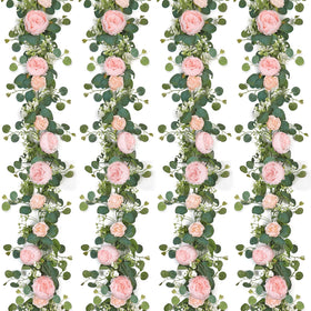 SOMYTING garland with light-pink peonies and greenery for elegant 6.5ft decor