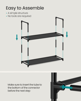 SONGMICS 10-Tier Shoe Rack boot-height adjustment; flexible storage.
