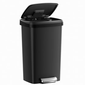 SONGMICS 12-gallon trash can durable PP bin, resistant to daily wear.