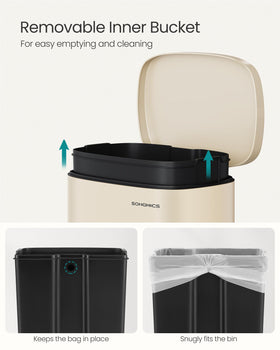 SongMICS inner bucket with bag hole keeps liners secure and hidden.