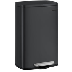 Songmics 13-gallon stainless steel trash can front view with a sleek, smudge-resistant finish for modern kitchens.