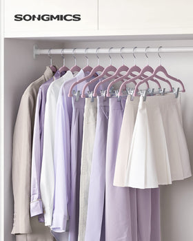 SONGMICS 16.7-inch velvet hanger with adjustable clips for pants and skirts