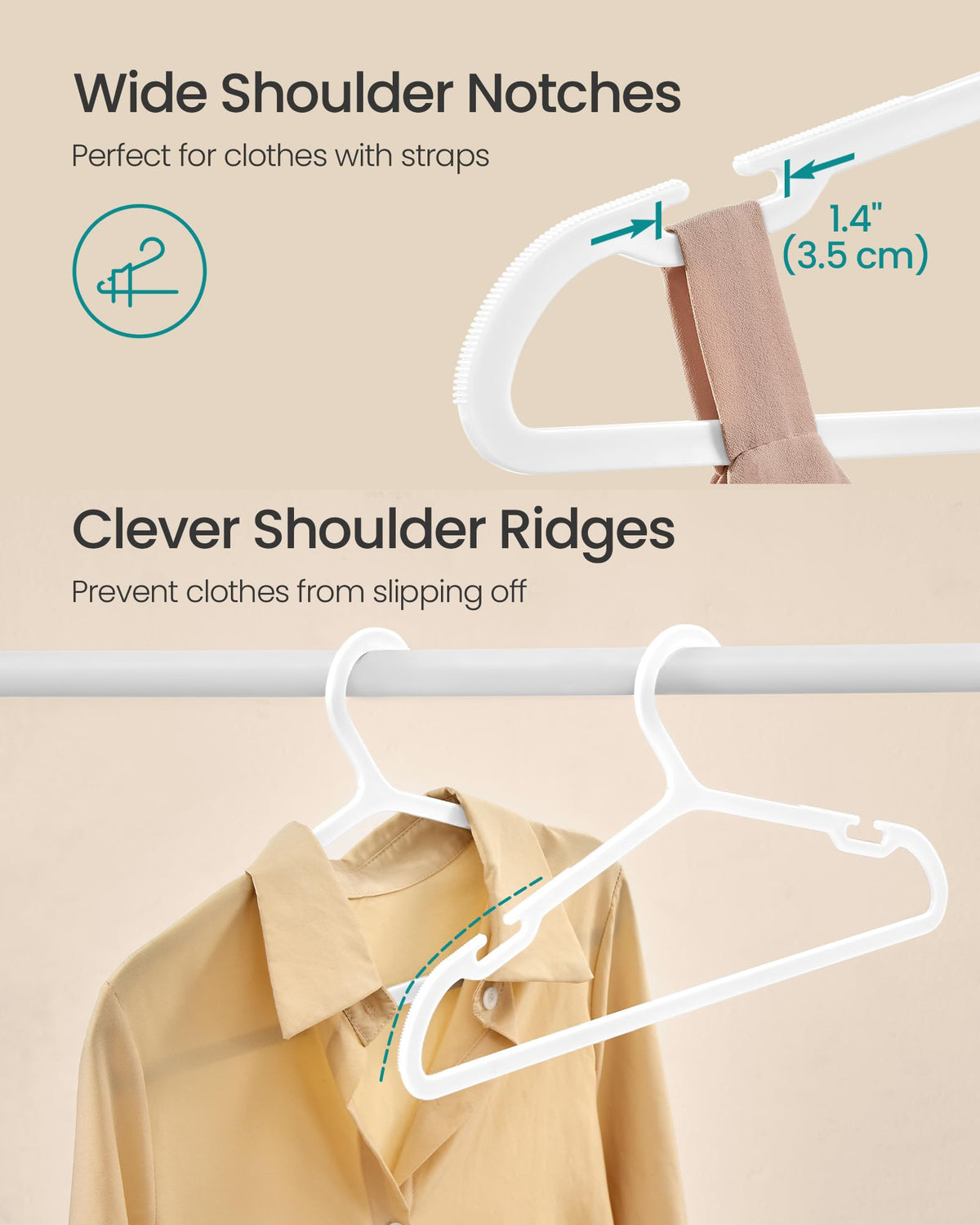 SONGMICS 164-inch-wide hangers support garments up to 5 kg