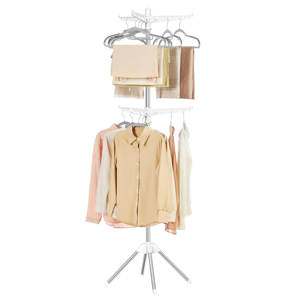 SONGMICS 2-tier drying rack full view, apartment-friendly laundry solution.