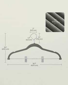 SONGMICS velvet hangers with adjustable clips for varied waist sizes