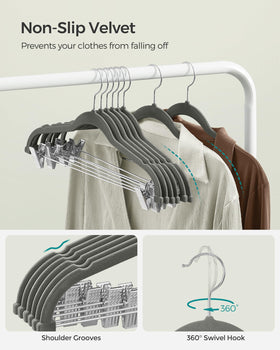 SONGMICS hangers with PVC end caps protect fabric and prevent clip marks