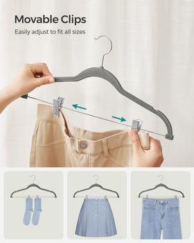 SONGMICS velvet slim 0-2 inch hangers maximize closet space and preserve garment shapes