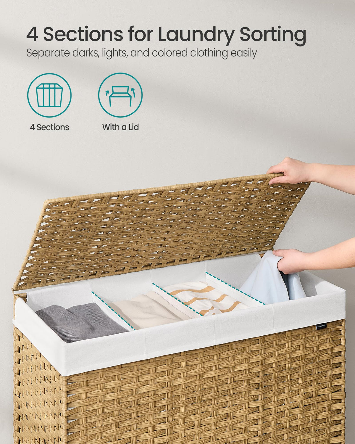 SONGMICS 210 L capacity keeps family laundry organized and contained