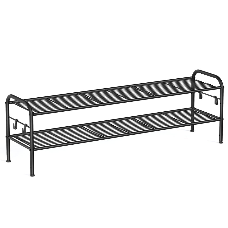 SONGMICS 2-tier shoe rack in ink black for organized entryways.