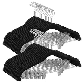 SONGMICS 30-pack velvet pants hangers provide secure, non-slip storage for trousers and skirts.