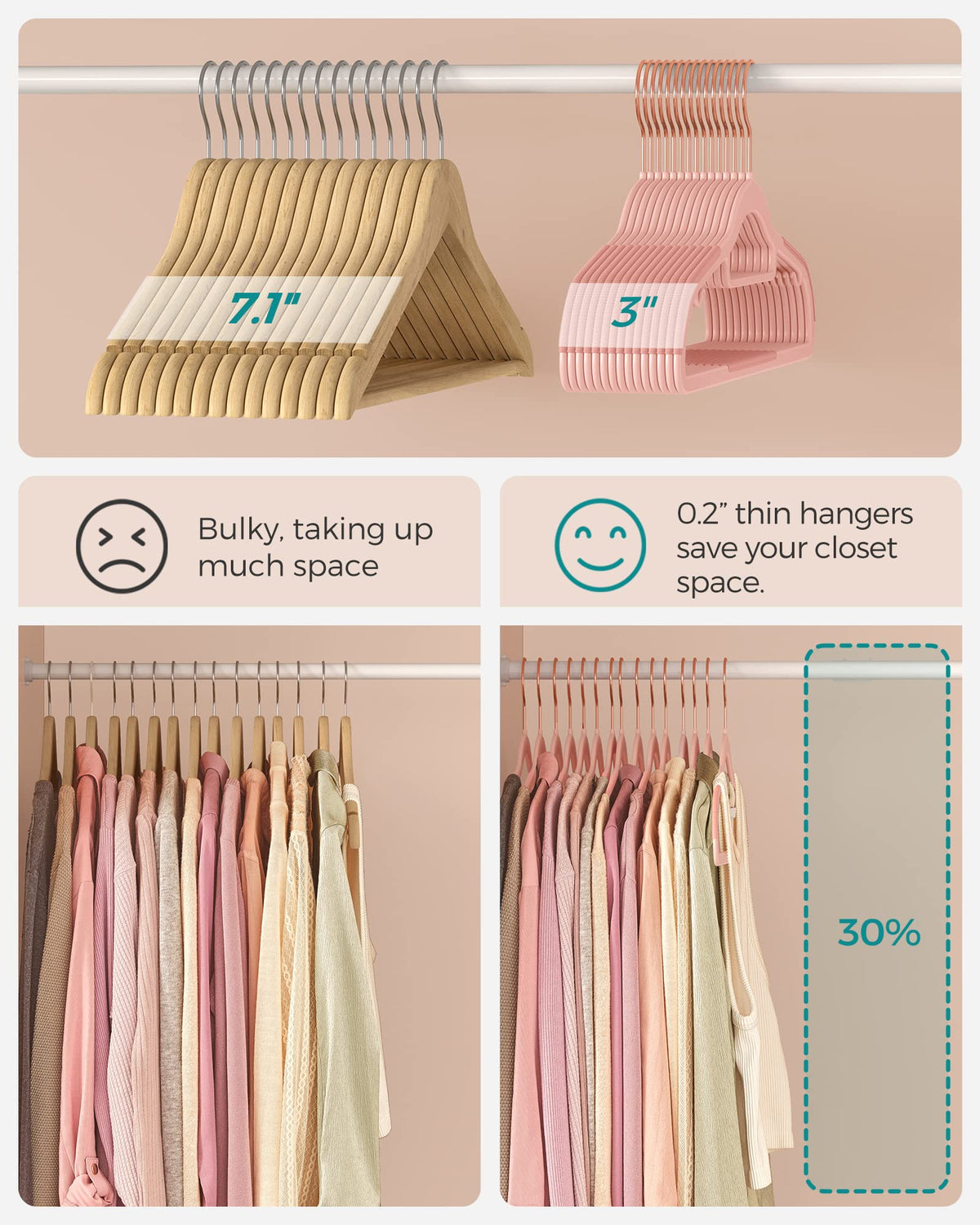 SongMICS 360° rose gold hook on hanger for easy access