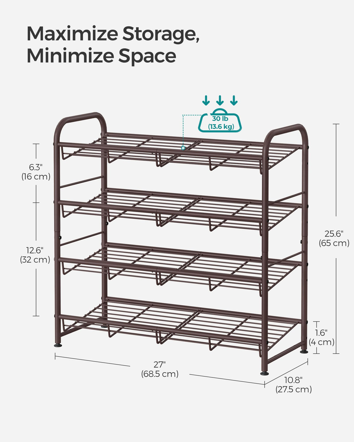 SongMics 4-tier metal frame in bronze fits modern closets
