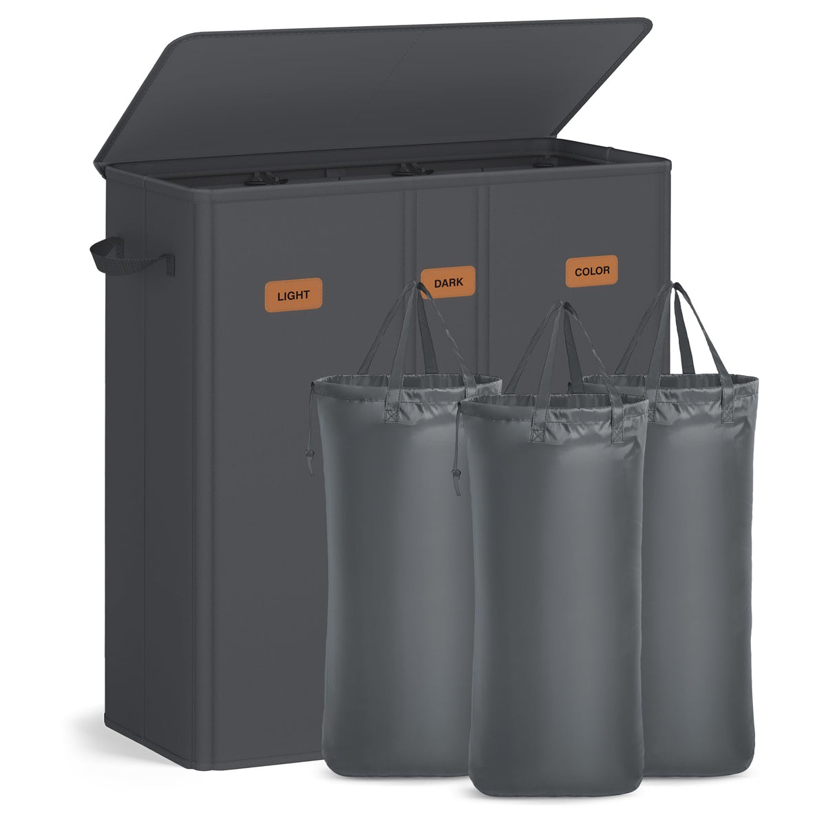 Songmics 47.6-gallon laundry hamper showing spacious capacity for a week’s laundry.