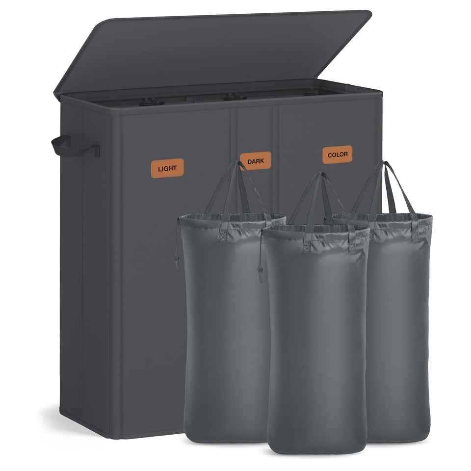 Songmics 47.6-gallon laundry hamper showing spacious capacity for a week’s laundry.