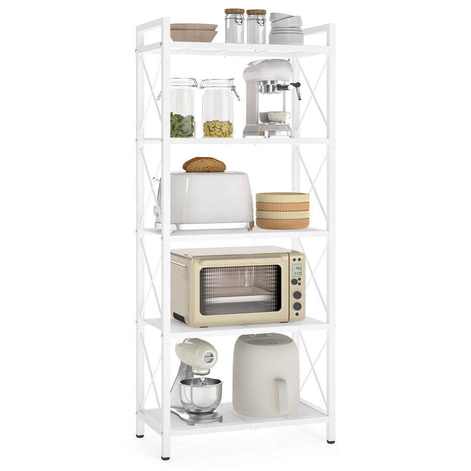 SONGMICS 5-tier rack in entryway stores shoes and accessories neatly