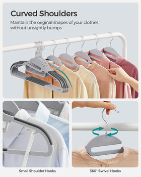 SONGMICS curved shoulders prevent marks, preserving garment shape.