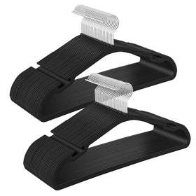 SongMics 50-pack heavy-duty plastic hangers in ink black for organized closets