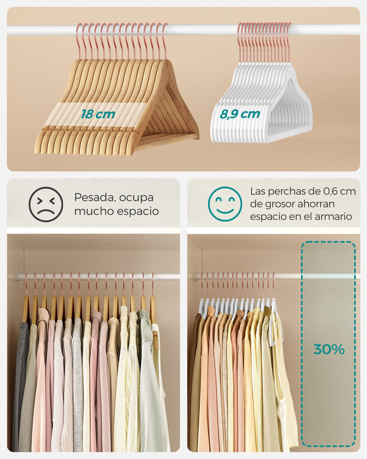 SongMICS 50-pack white hangers for organized closets