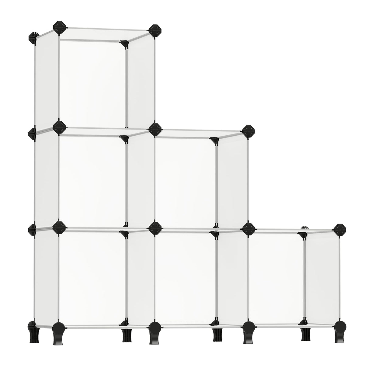 Songmics 6-cube storage being assembled to show solid interlocking joints for durable setup.