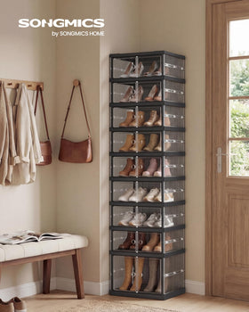 SONGMICS 9-tier cabinet ready to organize sneakers and boots.