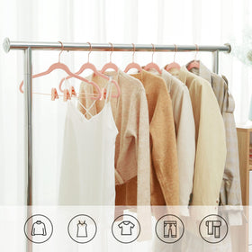 Songmics adjustable clip hangers with movable clips fit jeans and skirts securely.