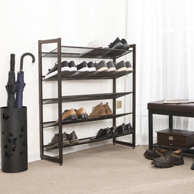 Songmics adjustable shelves shown flat and angled for easy access
