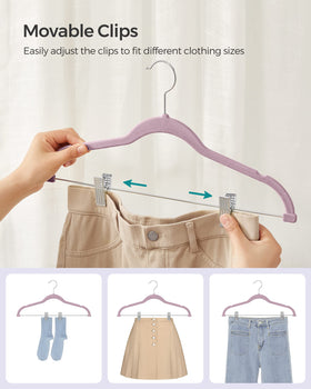 SONGMICS anti-slip velvet hanger with grooved shoulders protects delicate tops