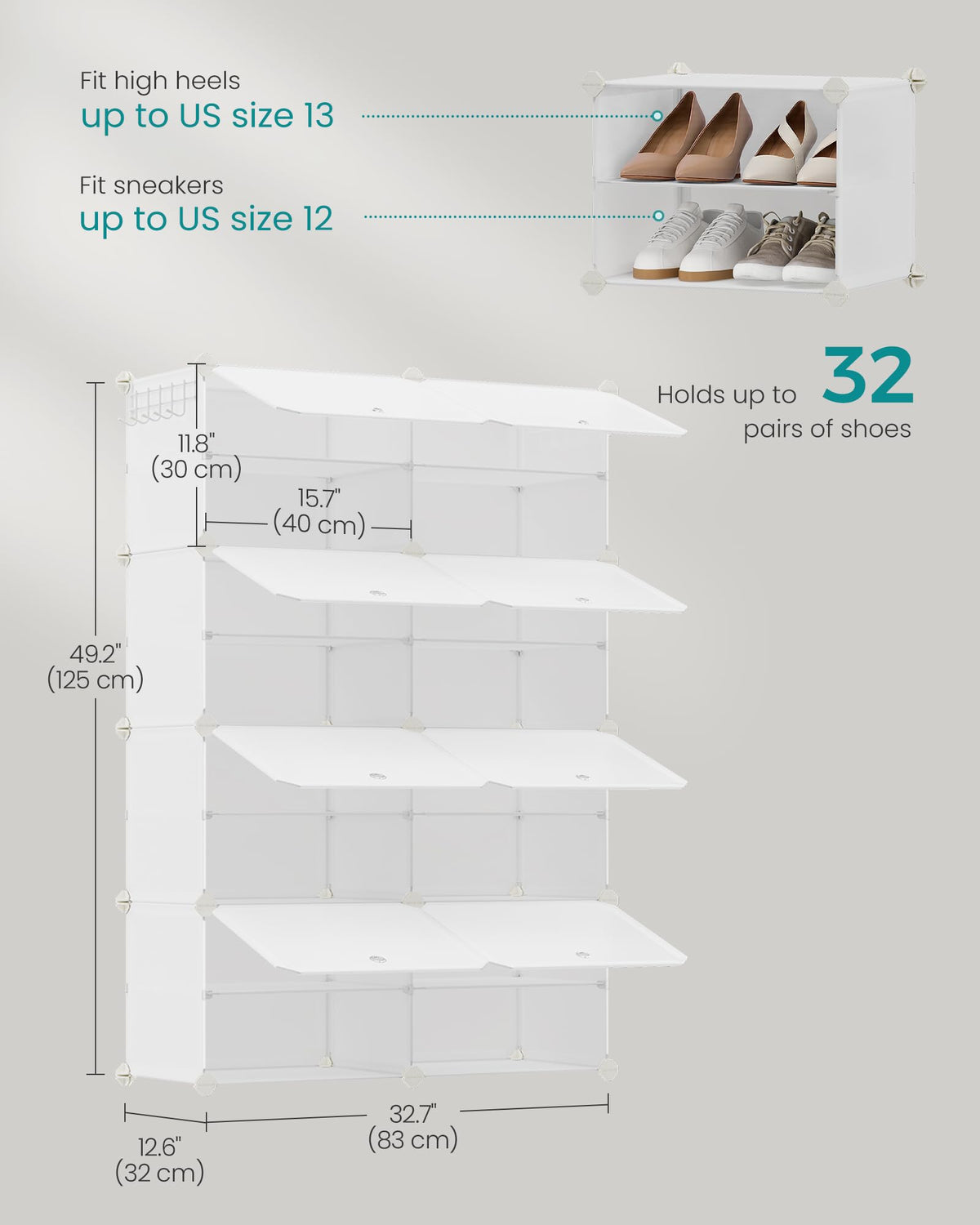 Songmics anti-tip kit with shoe rack for safe, stable placement