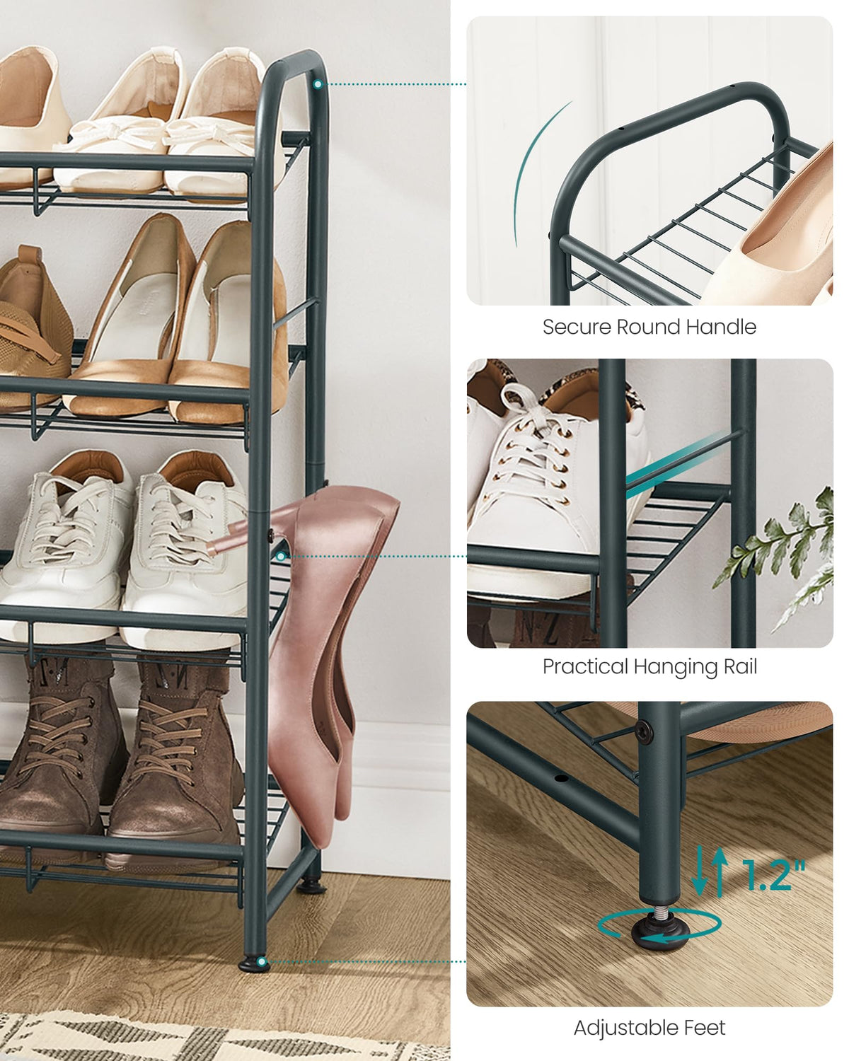 Songmics anti-tip wall kit keeps the rack secure