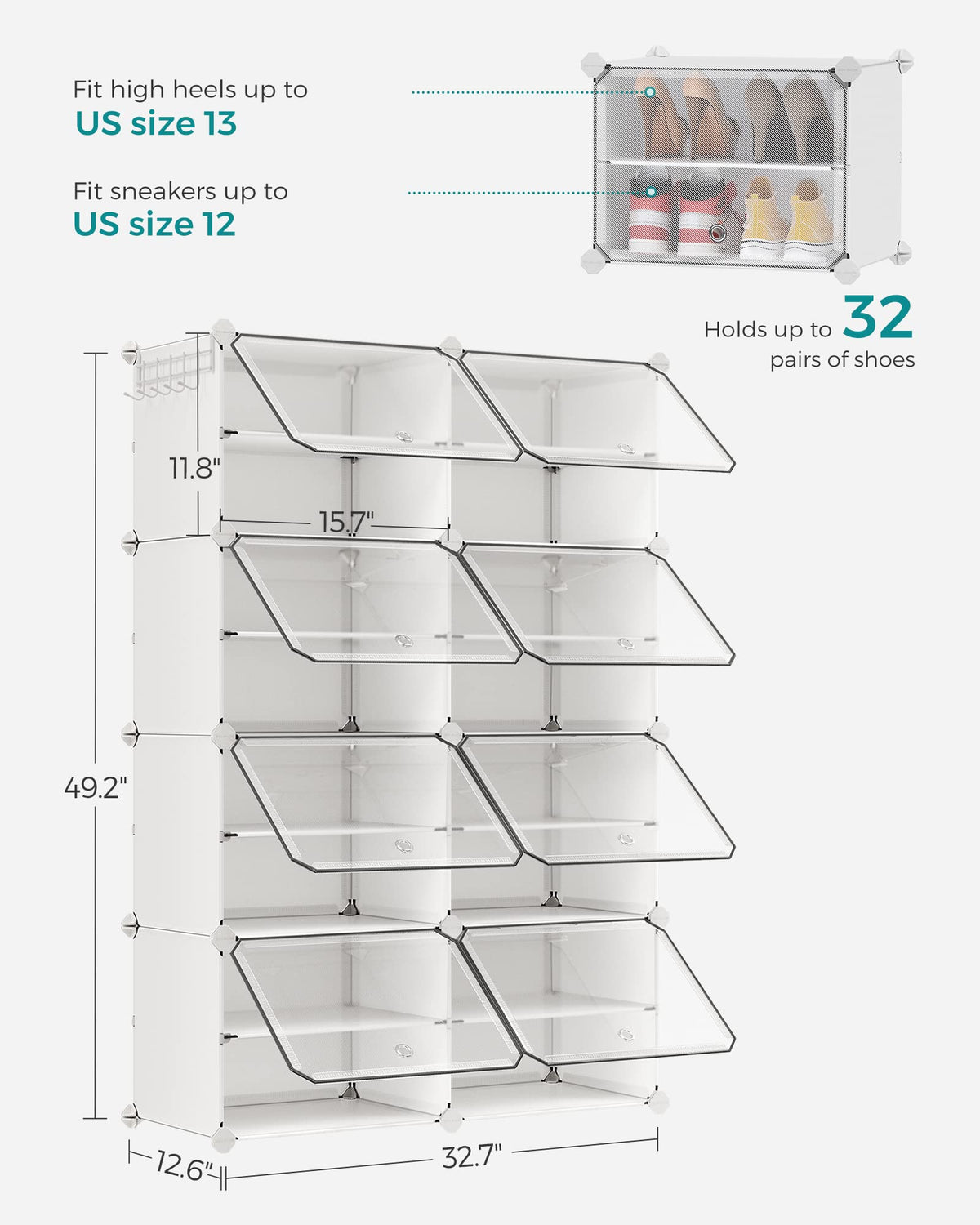 SONGMICS assembly-hammer included shoe rack enables quick setup.