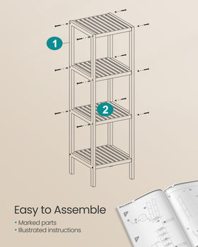 SONGMICS bamboo shelf living room plant display and storage solution.