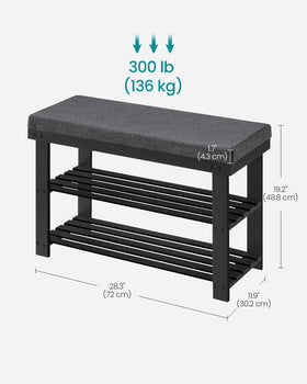SONGMICS bamboo bench uses 2-in-1 screws for fast, secure assembly.