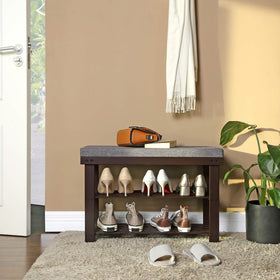 SONGMICS Bamboo Shoe Bench shelves store six pairs neatly, reducing clutter.