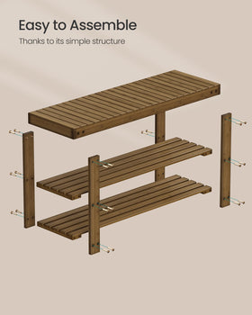 SONGMICS bamboo shoe rack bench easy assembly with clear instructions.