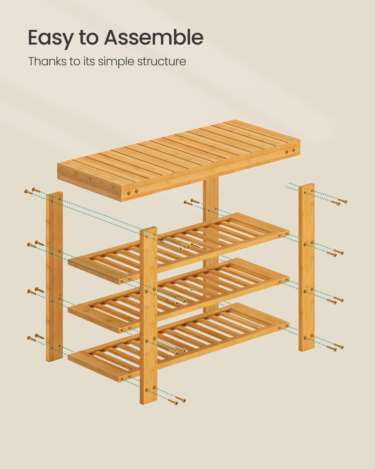 SONGMICS bamboo shoe rack bench overall design blends with home decor
