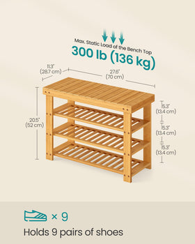 SONGMICS bamboo shoe rack bench with versatility as side table