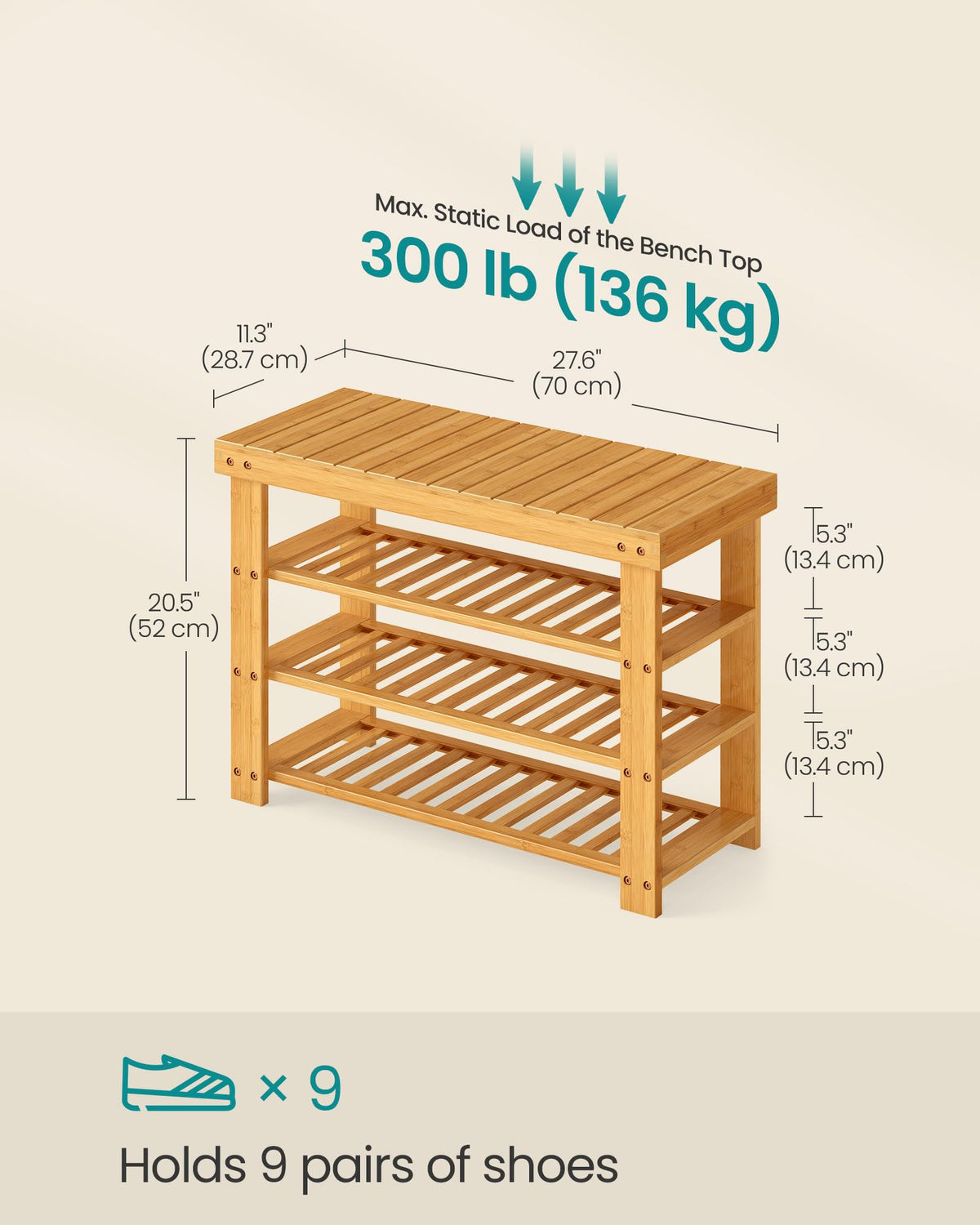SONGMICS bamboo shoe rack bench with versatility as side table