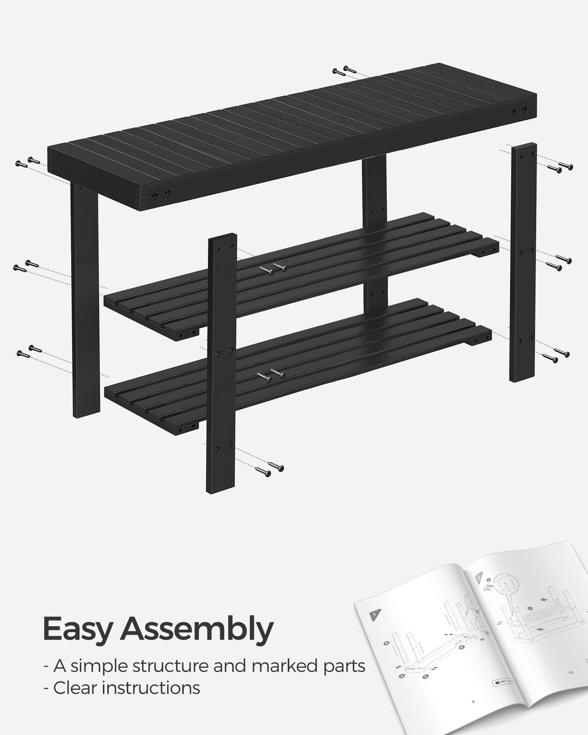 SONGMICS bamboo shoe rack bench weight capacity and stability