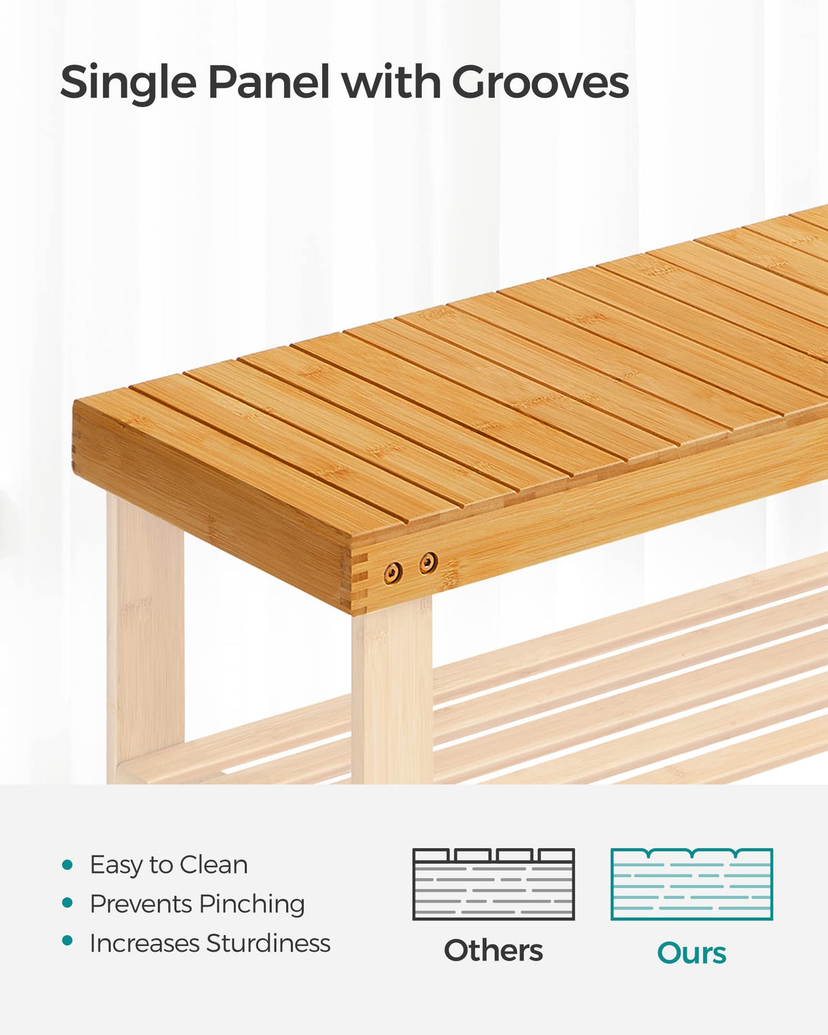 SONGMICS bamboo design supports up to 286 lb on the top.