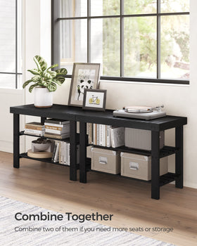 SONGMICS bamboo shoe rack in living space offering versatile storage