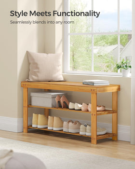 SONGMICS bamboo storage bench blends modern design with functional living space