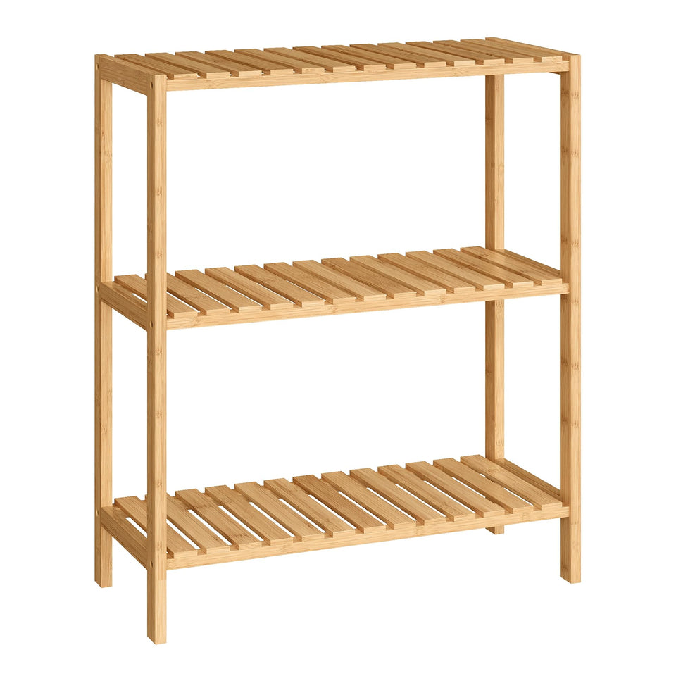 SongMICS bamboo storage shelf with assembly-friendly entryway setup