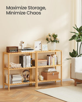 SongMICS bamboo storage shelf with slatted design to prevent warping