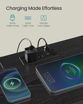 SONGMICS Bellah bedside table with open shelf and three drawers for organization.