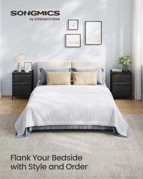 SONGMICS BELLAH dresser top surface ideal for lamp and clock organization.