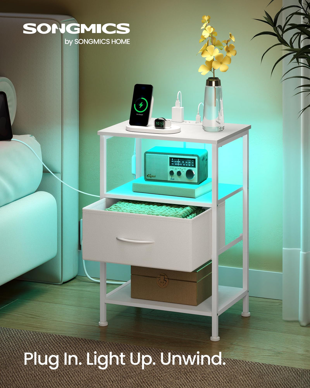 SongMics Bellah LED ambient light panel demonstrates app-controlled mood lighting.